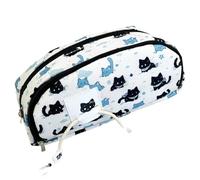 pipisweet Lot de 3 grands trousses à stylos avec motif chat des neiges - Double fermeture éclair - Multifonctionnel - Pour l'école et le bureau, blanc, Taille unique