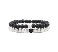 pipisweet Lot de bracelets de yoga en perles noires et blanches en pierre de lave naturelle œil de tigre pour homme et femme, taille unique, Agate