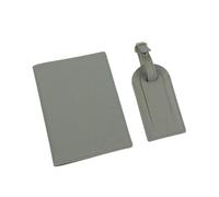 pipisweet Porte-passeport en cuir synthétique pour étiquette de bagage - Coffret cadeau - Accessoires de voyage, gris, Taille unique