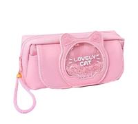 pipisweet Quicksand Trousse à crayons avec motif chat mignon trois couches Grande trousse à stylos pour filles Kawaii Papeterie Sac à crayons Motif animaux de dessin animé Sac à crayons Étudiant, rose