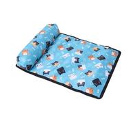 pipisweet Tapis de lit d'été rafraîchissant pour chien avec oreiller pour chiens et chats - Couverture en soie glacée pour animal domestique - Bleu