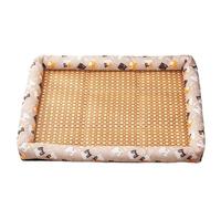 pipisweet Tapis d'été pour animal domestique pour chien - Coussin respirant en rotin résistant à l'humidité - Pour chat (chat gris, S)
