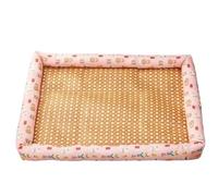 pipisweet Tapis d'été pour animal domestique pour chien - Coussin respirant et résistant à l'humidité - En rotin - Lapin rose, taille XL