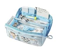 pipisweet Trousse à crayons de grande capacité 10 couches avec compartiment transparent - Jolie trousse à crayons Kawaii pour étudiants - Fournitures scolaires, bleu, Taille unique