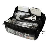 pipisweet Trousse à crayons de grande capacité 10 couches avec compartiment transparent - Jolie trousse à crayons Kawaii pour étudiants - Fournitures scolaires, Noir , Taille unique