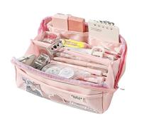 pipisweet Trousse à crayons de grande capacité 10 couches avec compartiment transparent - Jolie trousse à crayons Kawaii pour étudiants - Fournitures scolaires, rose, Taille unique