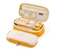 pipisweet Trousse à crayons de grande capacité pour filles, bureau, étudiants, papeterie, fournitures scolaires, jaune, Taille unique