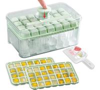 PIPITA Bac à glaçons avec couvercle et poubelle, permet de faire 56 mini cubes à la fois, libération rapide des glaçons, double couche, pelle à glace incluse, pour congélateur, whisky, cocktail, thé,