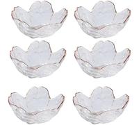 PIPITA Lot de 6 bols transparents en forme de fleur de cerisier pour desserts, épices, sauces, dips en verre Mini-bols en cristal pour glace, dessert, en-cas, ketchup, sauce soja, vinaigre