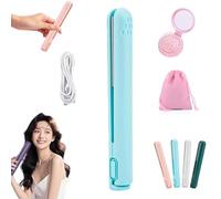 Pipiup Curling Iron, 2-in-1 Small CurlingIron, Pipiup Mini Dual-Purpose Curling Iron, Portable USB Mini Ceramic CurlingIron, for Short Hair and Long Hair, for Home or Travel (Blue,1pc)