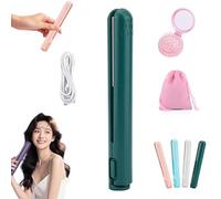 Pipiup Curling Iron, 2-in-1 Small CurlingIron, Pipiup Mini Dual-Purpose Curling Iron, Portable USB Mini Ceramic CurlingIron, for Short Hair and Long Hair, for Home or Travel (Green,1pc)