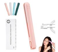 Pipiup Curling Iron, Mini Dual Purpose Curling Iron for Short Hair, 2 In 1 Mini Curling Wand & Flat Iron Hair Straightener Portable Travel Size (Pink)