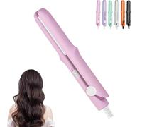 Pipiup Curling Iron,Pipipup Mini Dual Purpose Curling Iron,Hairs Curler and Straightener 2 in 1,Portable USB Ceramic CurlingIron for Short Hair and Long Hair for Trave (Pink)