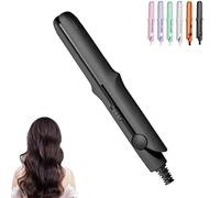 Pipiup Curling Iron,Pipipup Mini Dual Purpose Curling Iron,Hairs Curler and Straightener 2 in 1,Portable USB Ceramic CurlingIron for Short Hair and Long Hair for Trave (Black)