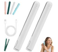 Pipiup Curling Iron, Pipiup Mini Dual Purpose Curling Iron, Minilocke Hair Curler and Straightener 2 in 1, Portable USB Ceramic Mini, for Travel Home (White,2 Pcs)