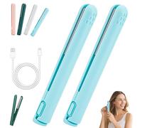 Pipiup Curling Iron, Pipiup Mini Dual Purpose Curling Iron, Minilocke Hair Curler and Straightener 2 in 1, Portable USB Ceramic Mini, for Travel Home (Blue,2 Pcs)