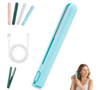 Pipiup Curling Iron, Pipiup Mini Dual Purpose Curling Iron, Minilocke Hair Curler and Straightener 2 in 1, Portable USB Ceramic Mini, for Travel Home (Blue,1 Pcs)