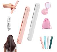 Pipiup Curling Iron, Pipiup Mini Dual Purpose Hair Curler, 2-in-1 Portable Curling Wand and Flat Iron, USB Mini Ceramic Curling Tongs, for Short and Long Hair, for Home Travel (A+D)