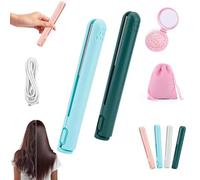 Pipiup Curling Iron, Pipiup Mini Dual Purpose Hair Curler, 2-in-1 Portable Curling Wand and Flat Iron, USB Mini Ceramic Curling Tongs, for Short and Long Hair, for Home Travel (B+D)