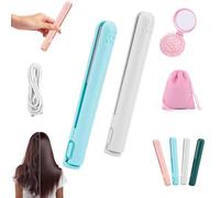 Pipiup Curling Iron, Pipiup Mini Dual Purpose Hair Curler, 2-in-1 Portable Curling Wand and Flat Iron, USB Mini Ceramic Curling Tongs, for Short and Long Hair, for Home Travel (A+C)