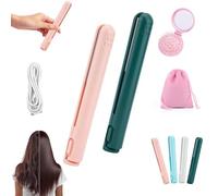Pipiup Curling Iron, Pipiup Mini Dual Purpose Hair Curler, 2-in-1 Portable Curling Wand and Flat Iron, USB Mini Ceramic Curling Tongs, for Short and Long Hair, for Home Travel (B+C)