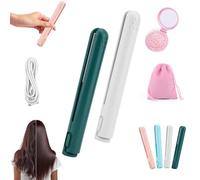 Pipiup Curling Iron, Pipiup Mini Dual Purpose Hair Curler, 2-in-1 Portable Curling Wand and Flat Iron, USB Mini Ceramic Curling Tongs, for Short and Long Hair, for Home Travel (A+B)
