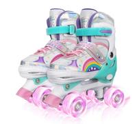 PIPIZHU Patins à roulettes Filles Enfants avec Roues Lumineux Réglables | Rollers Skates Quad pour Filles Débutants Cadeau, Idéal pour les Loisirs, le Sport
