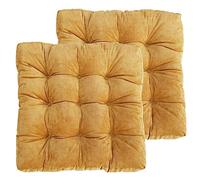 PIPOEI Galette de Chaise 55x55cm Lot de 2, 12cm Coussins de Chaise en Velours côtelé épaissi, Coussins carrés en Tatami pour Yoga, Méditation, Salon, Balcon, Bureau Pumpkin