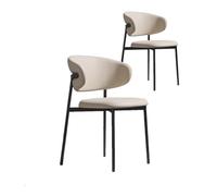 PIPOEI Lot de 2 Chaises de Salle à Manger Style Mid-Century Modern, Chaises Rembourrées avec Structure en Acier au Carbone, Résistantes et Faciles à Nettoyer pour Salon et Cuisine (Blanc cassé)