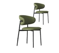 PIPOEI Lot de 2 Chaises de Salle à Manger Style Mid-Century Modern, Chaises Rembourrées avec Structure en Acier au Carbone, Résistantes et Faciles à Nettoyer pour Salon et Cuisine (Vert)