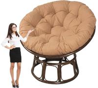 PIPOEI Ronde Coussin Fauteuil en Rotin, Housse de Coussins de Chaise d'oeuf, Conception épaisse Antidérapant Suspendu Hamac Chaise Coussins Khaki,80cm