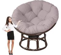 PIPOEI Ronde Coussin Fauteuil en Rotin, Housse de Coussins de Chaise d'oeuf, Conception épaisse Antidérapant Suspendu Hamac Chaise Coussins Grey,110cm