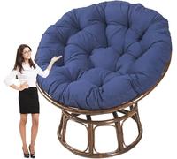 PIPOEI Ronde Coussin Fauteuil en Rotin, Housse de Coussins de Chaise d'oeuf, Conception épaisse Antidérapant Suspendu Hamac Chaise Coussins Navy Blue,110cm