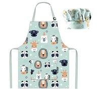 Pipoobear Tablier pour enfant avec chapeau de chef pour garçons et filles de 3 à 6 ans, joli ensemble de tabliers avec poche pour la cuisine, la pâtisserie, la peinture, le jardinage