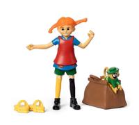Pippi Longstocking Toys - Ensemble de poupées Dolls House People, Figurine d'action de poupée et Mr. Nilsson Monkey Dolls, Valise d'argent, Chaussures à récurer, Jouet, sous Licence Officielle