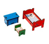 Pippi Meuble de chambre à coucher pour maison de poupée - Ensemble d'accessoires officiel Pippi Langstrumpf avec lits et coffre au trésor - Convient pour Villa Kunterbunt, design suédois