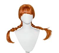 Pippi Perruque marron - 2 tailles assorties pour différents utilisateurs - Cosplay, carnaval, Halloween perruque avec fil de coiffage