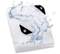 PIPRE 1.4m x 2.5m Bâche Transparente 220g/m2 Translucide Bâche Imperméable Ultra Lourde et Résistante Revêtue avec Oeillets en Aluminium Couverture Étanche pour Jardin, Piscine Blanc