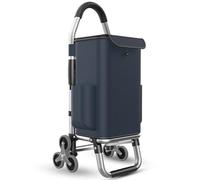 PIPRE Chariot de Course | Chariot marché 6 Roues - 3 Roues de Chaque côté | 2 en 1 Poussette marché Pliable et Diable | Panier Montant escalier, 36 L, Bleu Marine