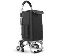 PIPRE Chariot de Courses 6 Roues en Aluminium avec Compartiment Impermeable Isotherme Caddie de Courses Pliable 2 en 1 Sac Chariot, Noir
