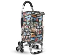 PIPRE Chariot de Courses Pliable 36 L capacité,Chariot de Courses 6 Roues en Aluminium avec Chariot de Courses Pliable, léger et étanche, Chariot d'escalade d'escalier Amovible pour Courses.