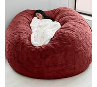 PIPRE Pouf Géant Immense 180 cm De Diamètre Fourrure XXL Le Noir ou Gris ou Bleu avec Ultra Confortable,Canapé,Housses,Coussin, Bourgogne， 7FT / 180x90cm (sans Remplissage)