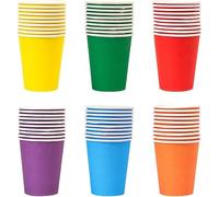 PIQIUQIU 6 couleurs au hasard Lot de 60 gobelets en carton - 250 ml - Multicolores - Biodégradables - Jetables - Pour mariage, enfants, bricolage, fête