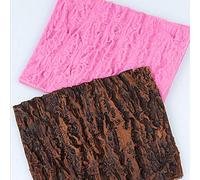 PIQIUQIU Moule à gâteau rectangulaire, écorce d'arbre, design texturé, pain, moule de cuisson, antiadhésif, fondant, tapis d'empreintes en silicone, desserts, outil de cuisson DIY - 15 x 18 x 1 cm