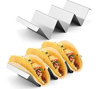 PIQIUQIU Support à Tacos, Lot de 2 Supports à Hot-Dogs en Acier Inoxydable 304 avec poignées, Support à Tortillas Lavable au Lave-Vaisselle pour Tacos, sandwichs, saucisses.