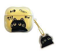 PIQIUZC Compatible avec les coques Airpods Pro 3 (2025), joli motif chat noir avec pendentif kawaii pour Airpod Pro 3
