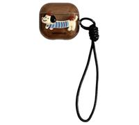 PIQIUZC Coque pour Apple AirPods 4 - Avec dragonne, motif teckel mignon et amusant - Pour AirPod 4ème génération (teckel-C)