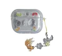 PIQIUZC Coque pour casque Apple AirPods Pro 2 avec pendentif, transparent, motif poisson koi mignon 3D, résistant aux chocs, coque de protection en TPU (doré)