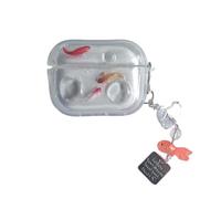 PIQIUZC Coque pour casque Apple AirPods Pro 2 avec pendentif, transparent, motif poisson koi mignon 3D, résistant aux chocs, coque de protection en TPU (rose)