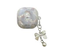 PIQIUZC Coque pour Samsung Galaxy Buds FE/Buds 2 Pro/Buds 2/Buds Pro/Buds Live, coque de protection à texture brillante pour femmes et filles (blanc)